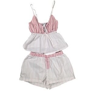 Better Together Dreamy Nights Pajama Set Womens Medium Pink White Striped Good